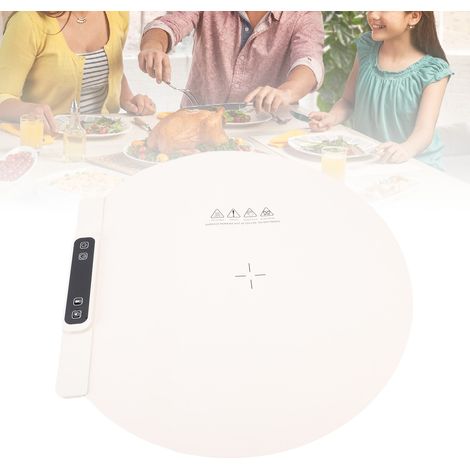 Plateau chauffant électrique 60cm silicone flexible rond avec 5 températures + timer 1-4h pour fêtes et repas maison (1/4)