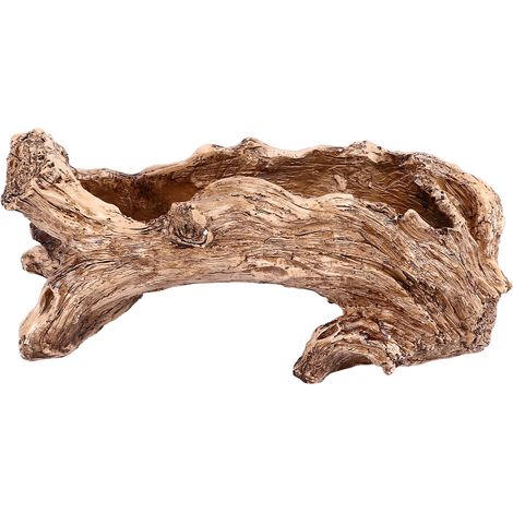 Pot de fleurs artificiel en résine imitation bois flotté, style vintage, ressemblant à une souche d'arbre, pour la décoration de la maison et du jardin. (1/5)