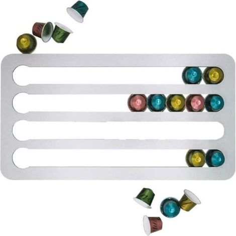 support de café mural (capacité 40), boîte de rangement pour capsules de café,Argent (1/4)