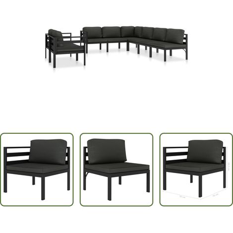 vidaXL Gartenmöbel -  8-tlg. Garten-Lounge-Set mit Kissen Aluminium Anthrazit (1/5)