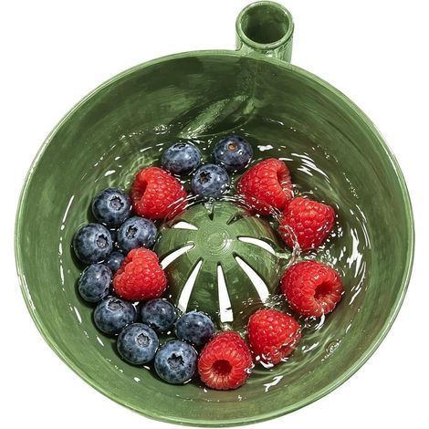 Berry Washer 3D Printed Self Rotating Fruit Cleaning Bowl Quick Drain Hole Vegetable Rinse Basket Strawberry Blueberry Washing Strainer Bowl Kitchen Countertop Prep Sink Cooking Baking Tool fo (1/5)