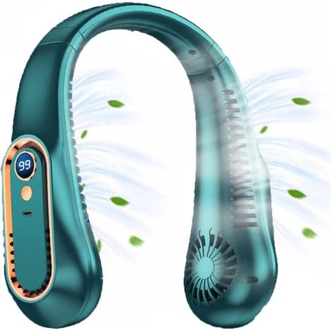 Ventilateur de cou vert - 5 réglages - Sans fil - Mini ventilateur facial - Ventilateur portable (1/5)