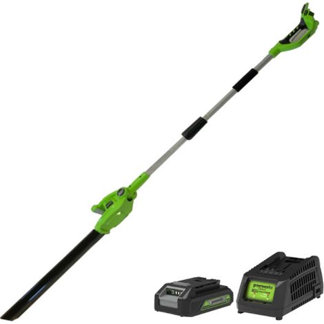Taille-haies sur perche 51 cm GREENWORKS 24V - 1 batterie 2.0 Ah - 1 chargeur - G24PH51K2
