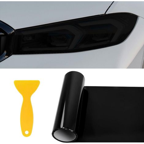 Film teinté pour phares et feux arrière de voiture 30x120cm Noir Profond (1/5)