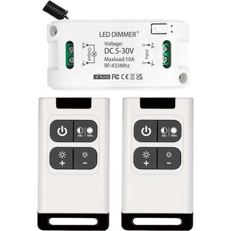 Dimmer wireless DC 5V-30V 10A, controller ricevitore relè con 2 telecomandi (1/4)