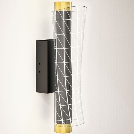 Applique murale d'intérieur avec éclairage LED, design en grille, lampe de chevet à intensité variable, métal, noir
