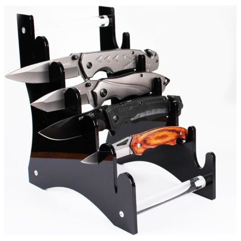 QORVA-Support de couteau, support de couteau, support de présentation de couteau, vitrine de couteau, objet de collection, support de présentation de couteau Couteau de table pour (Noir)
