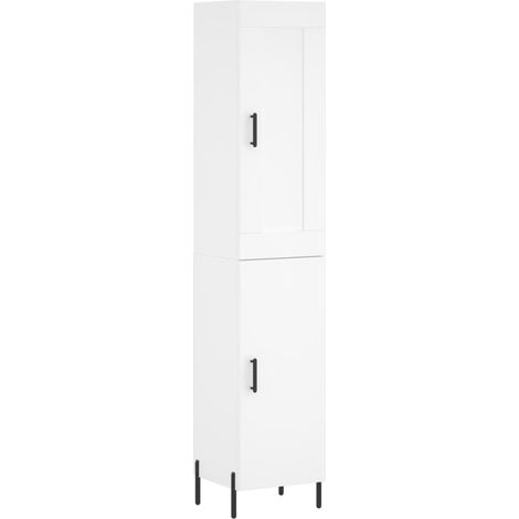 Aparador cómoda cómoda armario mueble organizador cocina salón salón alto 34,5 x 34 x 180 cm madera contrachapada blanco 020032349