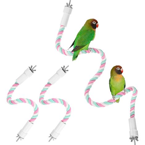 M METERXITY 1-Set Perchoirs en Corde pour Cages d'oiseaux, 13.8 & 31.5 en Longueur Prise Confortable Perchoir Flexible en Corde Aiguisage De Bec & Patte Rose Cyan (1/4)
