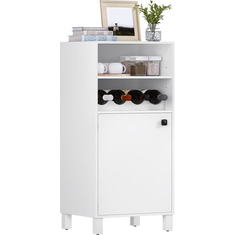 WOLTU Aparador Moderno con Mucho Espacio. Aparador de Cocina con Botellero para 5 Botellas. estantería Cerrada. Blanco