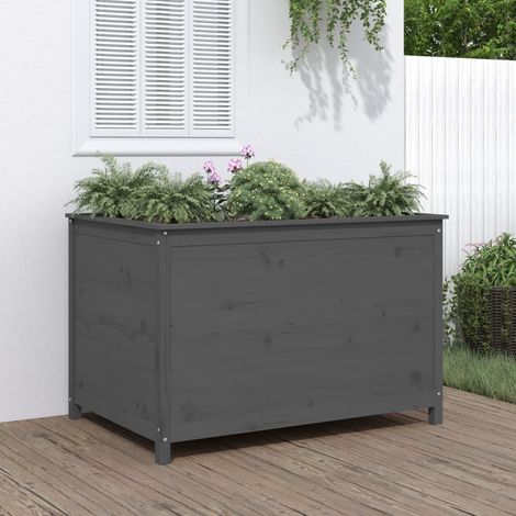 Garden Raised Bed Grey 119.5x82.5x78 cm Solid Wood Pine vidaXL (1/5)