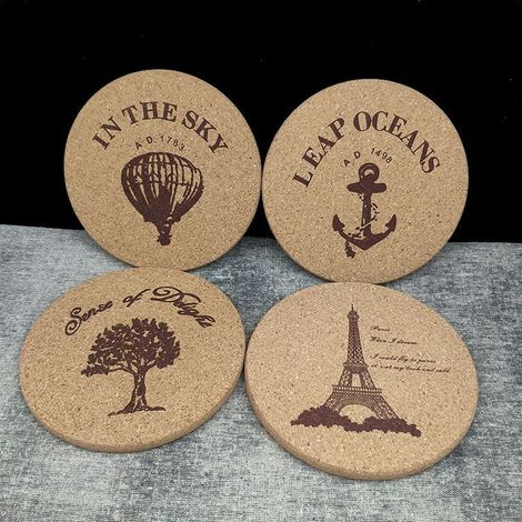 Dessous de verre en liège rond 19 cm, tapis isolant pour table et cuisine (1/4)