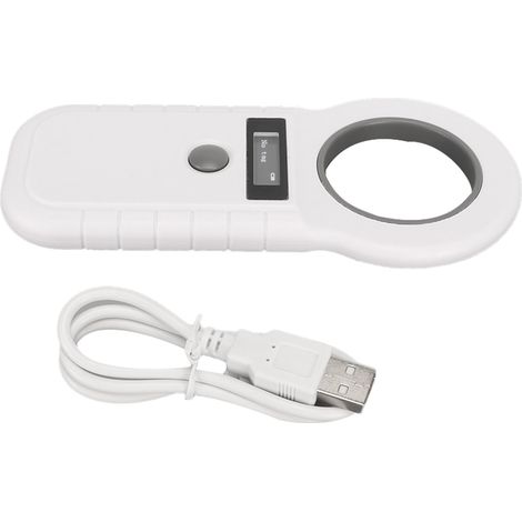 Lecteur RFID portable rechargeable Bluetooth 2.4G 134.2kHz 125kHz pour animaux, scanner manuel blanc pour identification de puce électronique (1/5)