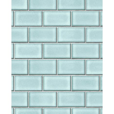 Graphic wallpaper wall Profhome BA220106-DI hot embossed non-woven wallpaper embossed with graphical pattern shiny blue pastel turquoise white 5.33 m2 (57 ft2) (1/4)