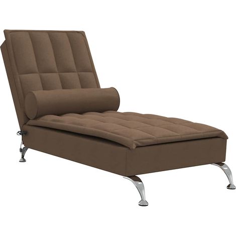 vidaXL Chaise Longue Massaggi con Capezzale Marrone in Tessuto (1/5)