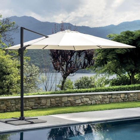 Ombrellone laterale professionale 3 x 4 metri antracite con telo ecrù (1/5)