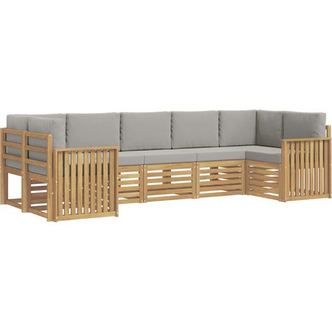 Set di divani da esterno 7 pz 7-Posti Bianco e Grigio Chiaro vidaXL (1/5)