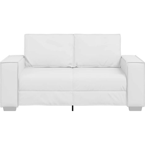 Canapé Sofa deux places Blanc 160 cm Simili cuir (1/5)