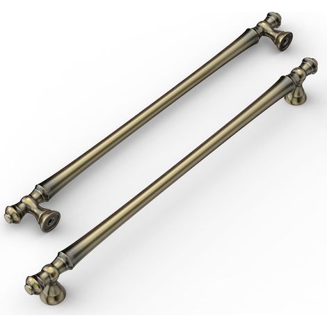 6 Pièces Poignées de Meuble Bronze Vert Vieilli Entraxe 254mm en Alliage de Zinc avec Vis pour Cuisine Tiroirs Armoires UK0017 (1/5)