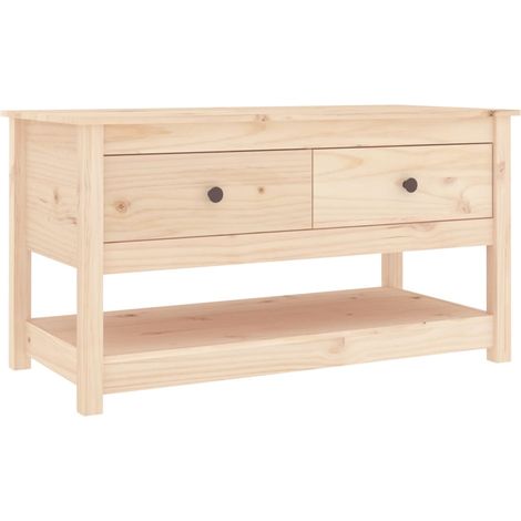 Tavolino da salotto con cassetti e ripiano design moderno 102 x 49 x 55 cm legno massello di pino DEC036967