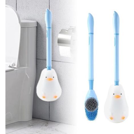 BUNTHAUS 2 en 1 Diving Duck Toilet Brush,Brosse de Toilette en Silicone, Brosse de Toilette créative en Silicone avec Rangement,pour Nettoyage Salle de Bain et WC (Bleu) (1/5)