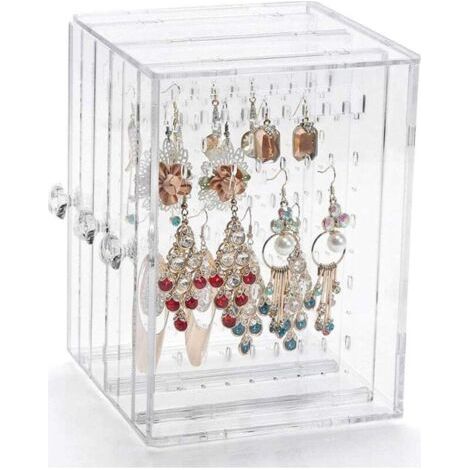 Support de rangement pour boucles d'oreilles acrylique – 3 tiroirs verticaux – Design compact et léger – Organisateur de bijoux pour femmes (1/5)