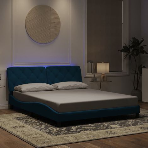 Estructura de cama con LED sin colchón terciopelo azul 160x200 cm vidaXL (1/5)