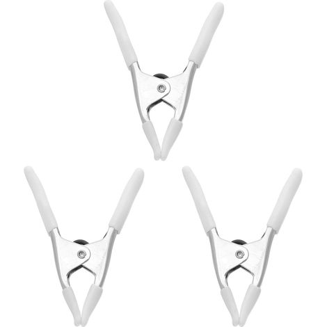 Pince à Ressort Métallique 4 Pouces, Lot de 3, avec Protection Pvc Projets DIY et Maquettes, Blanc, Usage Polyvalent, Adapté aux Robes de Mariée Pièces Délicates (1/5)