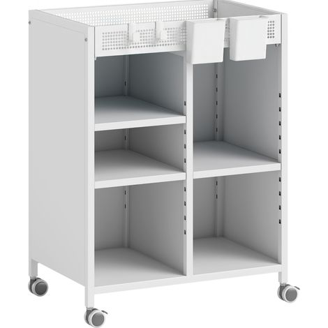 Scaffale metallico bianco con ruote a 4 livelli HOMVRA (1/4)
