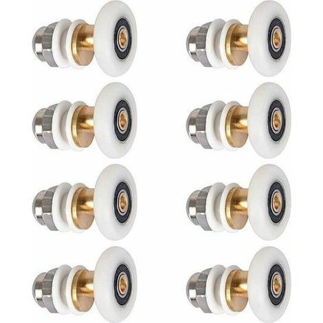 Roulettes pour portes de douche : Ensemble de 8 roulettes de rechange de 25 mm pour portes de douche coulissantes. (1/5)