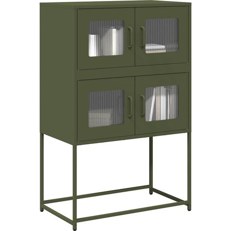 Highboard Olivgrün 68x39x107 cm Stahl