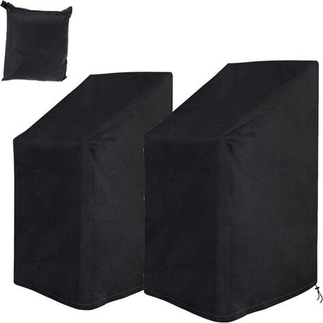 Juego de 2 fundas protectoras para sillas de jardín, XU, Impermeable, Resistente al frío, Resistente a los rayos UV, Funda de tela Oxford 210D, Apilable, KZQ - KZQ (1/4)