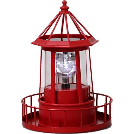 Lampe Solaire Jardin 360 Degrés Rotative Phare Étanche LED Décoration Extérieur