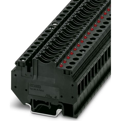 Bloc de jonction rail DIN à fusible Phoenix Contact UK 6-FSI/C-LED24, A visser, Noir ( Prix pour Paquet de 5 )