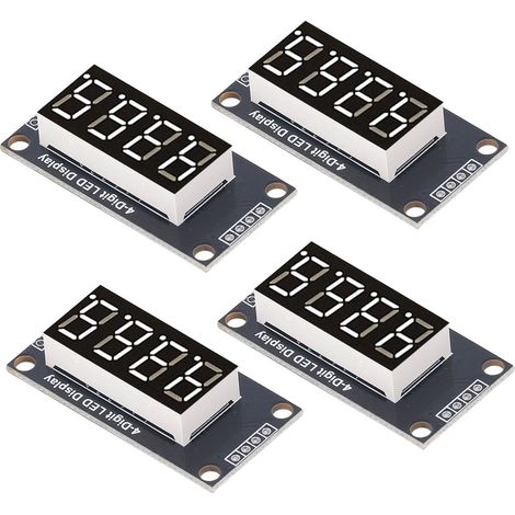 Vendu par lot de 4 : module d’affichage numérique de 0,36 pouce, affichage LED à quatre chiffres et sept segments, module TM1637, blanc. (1/5)