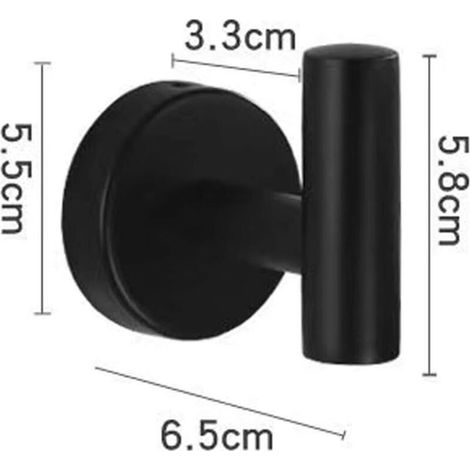 Bathroom Towel Holder, Wall Mounted Shower Towel Hooks Kitchen Towel Holder with SUS 304 Stainless Steel Wall Hooks (Black 4) (1/4)