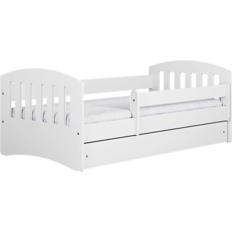 Lit enfant avec barrière de sécurité amovible blanc Klaky-80x140 (1/5)