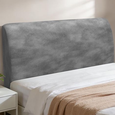 Stretch Headboard Cover for Headboard, Elastic Headboard, 120 cm, Anti-Wear and Stain Resistant for Bedroom (Light Grey Fleece Silver Fox) (1/5)