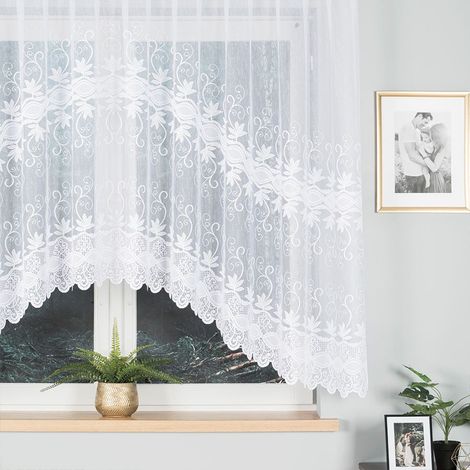 JOWITA - Rideau jacquard prêt-à-poser avec découpe en bas - 300x150 cm - blanc (1/5)