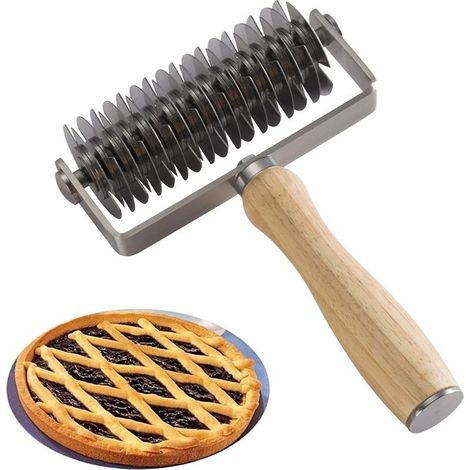 Rouleau de Grille de Pâte, Rouleau à Pizza en Treillis, Rouleau à grille pour pizza, Rouleau Coupe-Pâte, Acier Inoxydable Pâte Lattice Outil de Cuisine pour Couper la Pâte, les Croûtes de Pizza (1/5)