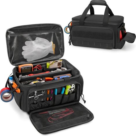 Sac à Outils d'Électricien 14 Pouces, Sac de Bricolage à Poches Multiples, Organisateur Pliable pour Outils HVAC avec Poignée Renforcée (1/5)