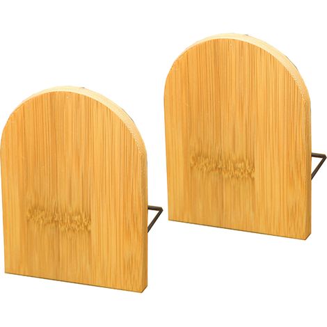 Lot de 2 Serre-livres en Bois Forme Simple Bords Arrondis, Butoirs de Livres pour Bureau Salle d'Étude Grand Format (1/5)