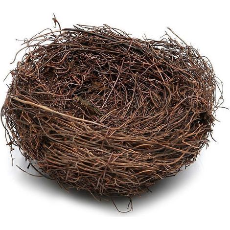 Nid d'oiseau en fibre tissée à la main pour colibri, maison suspendue durable pour passereaux, diamètre 15 cm, abri naturel pour jardin. (1/4)