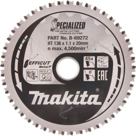 Makita - Sägeblatt Metall 136x20 mm, 45 Zähne B-69319