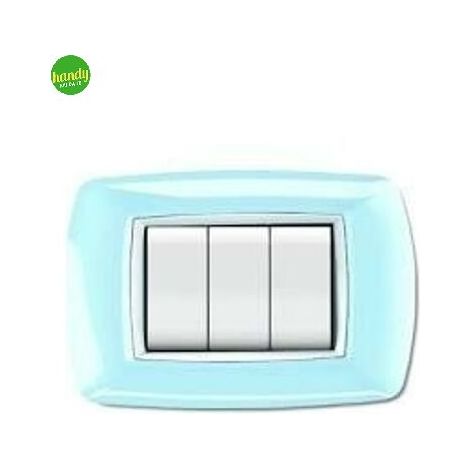 Placca 3 posti 3 moduli tond - q azzurro pastello.