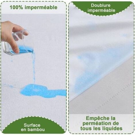 Wasserdichter Matratzenschoner aus Bambus, 180 x 200 cm, weicher, hypoallergener Matratzenschoner, milben- und bakterienabweisend, atmungsaktiv, dehnbarer Matratzenbezug mit 30 cm tiefen Taschen. DEBU (1/5)