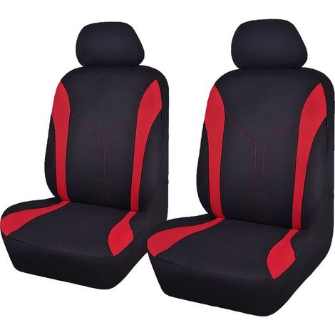 Universal Fashion Mesh Car Seat Covers (2 Front, Black Red) (1/5)