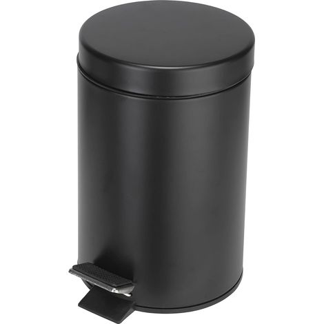Croydex Soft Close Matt Black Bin, Bathroom Waste Rubbish Bin (1/5)