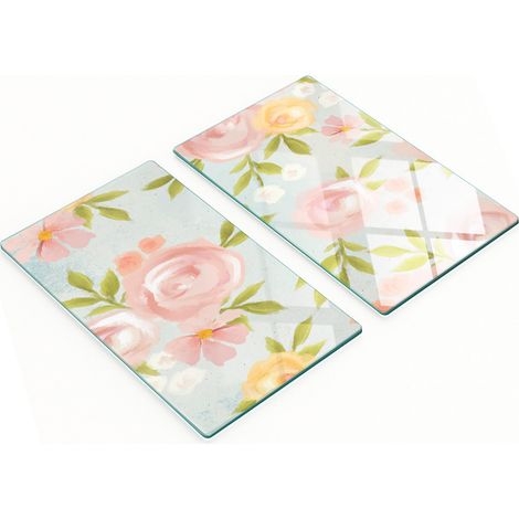 Tableros de vidrio decorativos multifuncionales con estampado floral 2x30x52 cm