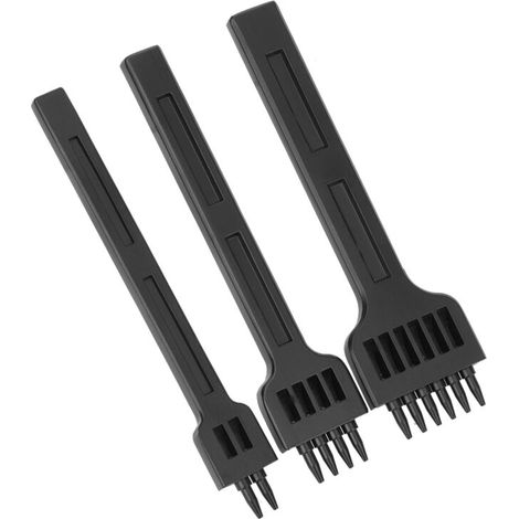 3-teiliges manuelles Lederahlen-Set, Stahl, 2/4/6 Zähne, DIY-Lederbearbeitungs- und Nähwerkzeug, 4-mm-Löcher